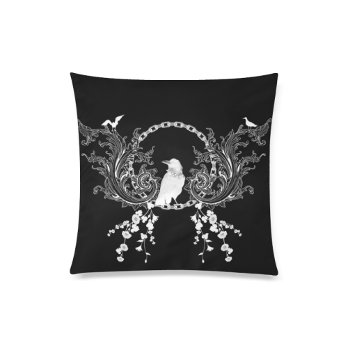 The crow in black and white Custom Zippered Pillow Case 20"x20"(Twin Sides)