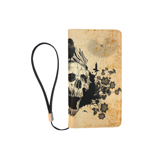 Awesome skull with crow Men's Clutch Purse （Model 1638）