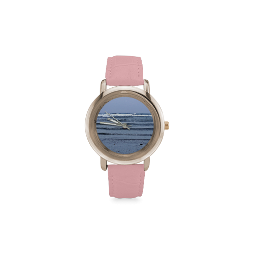 Stairway to the Sea Women's Rose Gold Leather Strap Watch(Model 201)