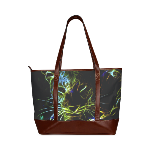 Neon Leopard Tote Handbag (Model 1642)