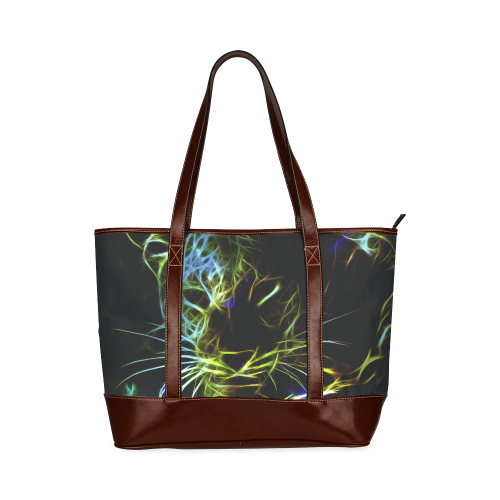 Neon Leopard Tote Handbag (Model 1642)