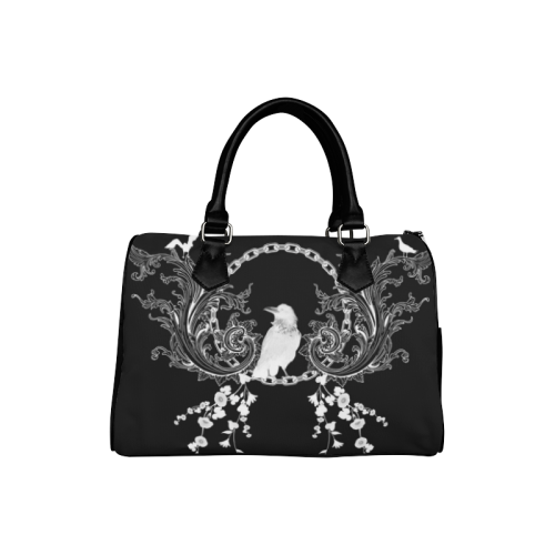 The crow in black and white Boston Handbag (Model 1621)
