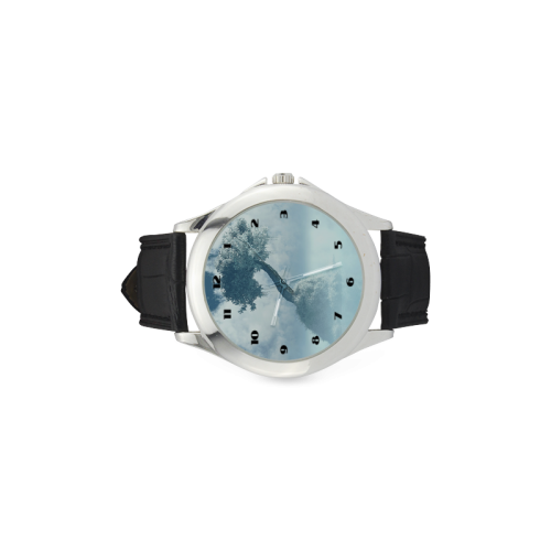 Frozen Tree at the lake Women's Classic Leather Strap Watch(Model 203)