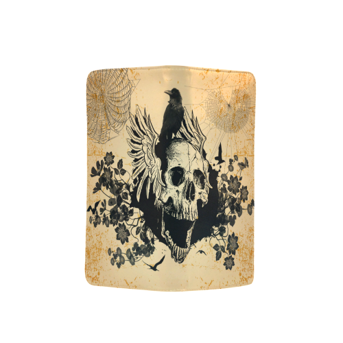 Awesome skull with crow Men's Clutch Purse （Model 1638）