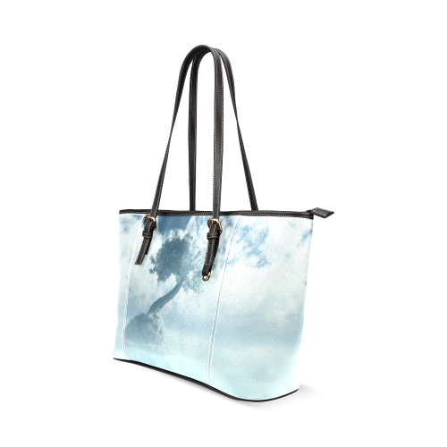 Frozen Tree at the lake Leather Tote Bag/Small (Model 1640)