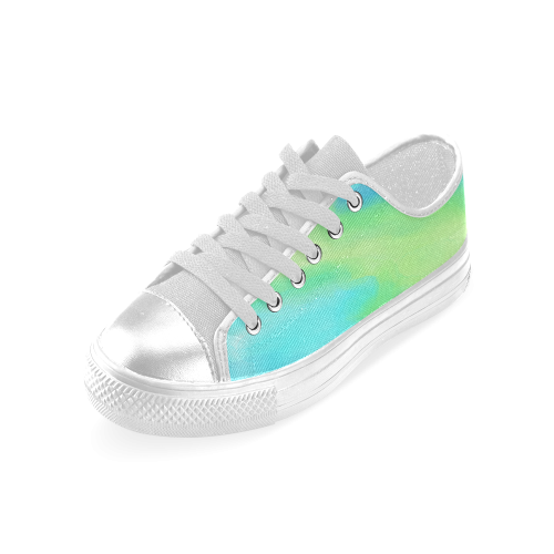 blue green water color abstract art Women's Classic Canvas Shoes (Model 018)