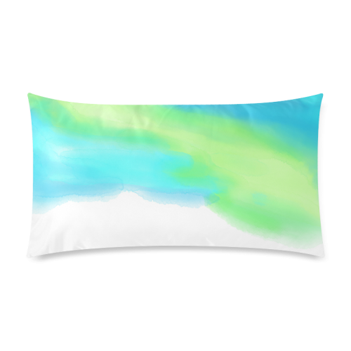 blue green water color abstract art Rectangle Pillow Case 20"x36"(Twin Sides)