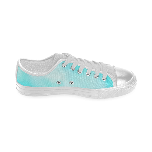 blue - turquoise bright watercolor abstract Women's Classic Canvas Shoes (Model 018)