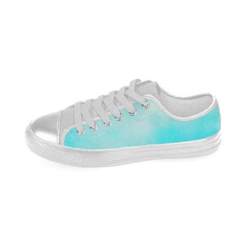 blue - turquoise bright watercolor abstract Women's Classic Canvas Shoes (Model 018)