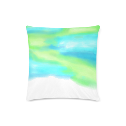 blue green water color abstract art Custom Zippered Pillow Case 16"x16"(Twin Sides)