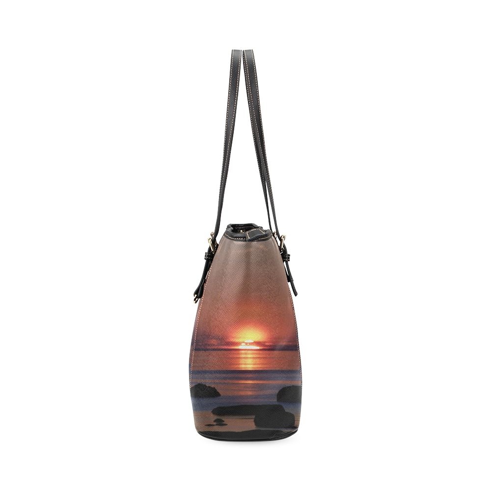 sunset leather top handle bag