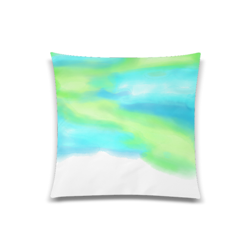 blue green water color abstract art Custom Zippered Pillow Case 20"x20"(Twin Sides)