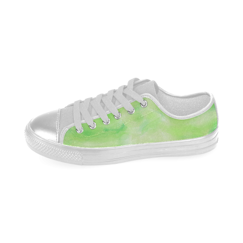 bright green watercolor abstract art Women's Classic Canvas Shoes (Model 018)