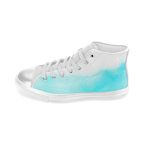 blue - turquoise bright watercolor abstract Women's Classic High Top Canvas Shoes (Model 017)