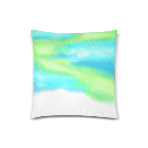 blue green water color abstract art Custom Zippered Pillow Case 18"x18"(Twin Sides)