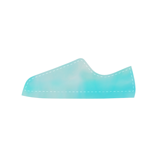 blue - turquoise bright watercolor abstract Women's Classic Canvas Shoes (Model 018)