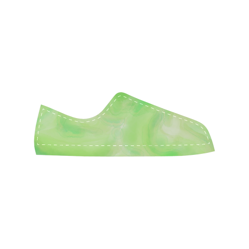 bright green watercolor abstract art Women's Classic Canvas Shoes (Model 018)