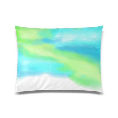 blue green water color abstract art Custom Zippered Pillow Case 20"x26"(Twin Sides)