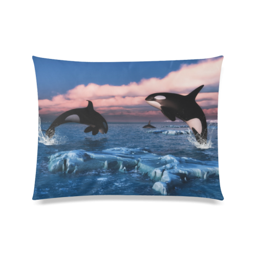 Killer Whales In The Arctic Ocean Custom Zippered Pillow Case 20"x26"(Twin Sides)