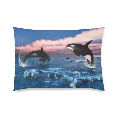 Killer Whales In The Arctic Ocean Custom Zippered Pillow Case 20"x30" (one side)