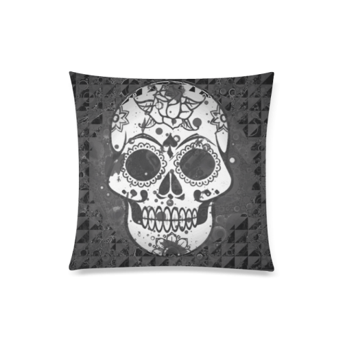 black and white Skull Custom Zippered Pillow Case 20"x20"(Twin Sides)