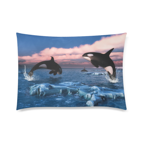Killer Whales In The Arctic Ocean Custom Zippered Pillow Case 20"x30"(Twin Sides)