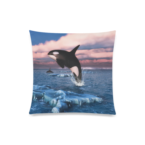 Killer Whales In The Arctic Ocean Custom Zippered Pillow Case 20"x20"(Twin Sides)