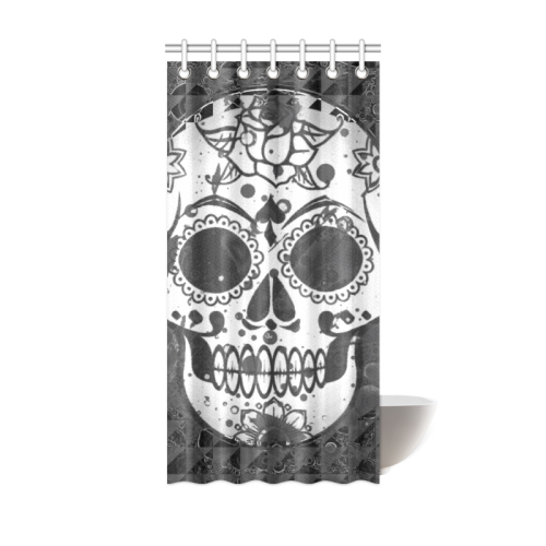 black and white Skull Shower Curtain 36"x72"