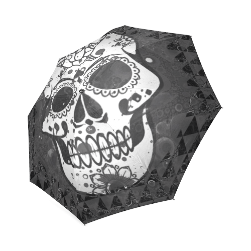 black and white Skull Foldable Umbrella (Model U01)