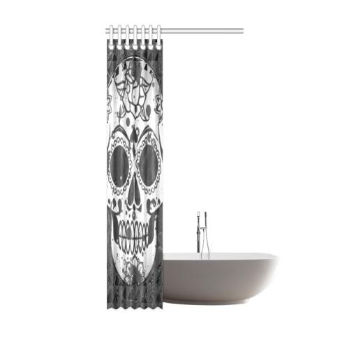 black and white Skull Shower Curtain 36"x72"