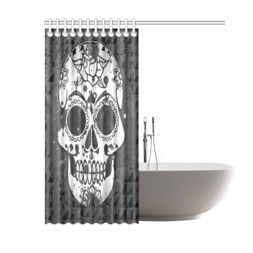 black and white Skull Shower Curtain 60"x72"