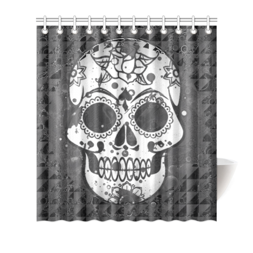 black and white Skull Shower Curtain 66"x72"