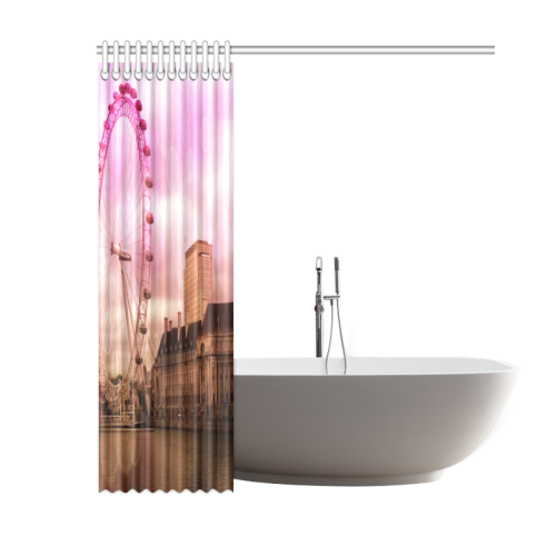 Travel-London, pink Shower Curtain 60"x72"