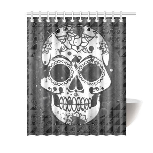 black and white Skull Shower Curtain 60"x72"