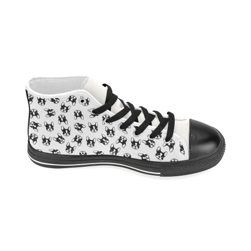 French Bulldog Women's Classic High Top Canvas Shoes (Model 017)