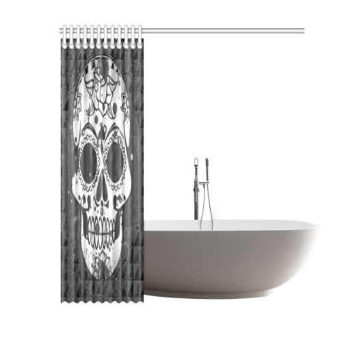 black and white Skull Shower Curtain 60"x72"