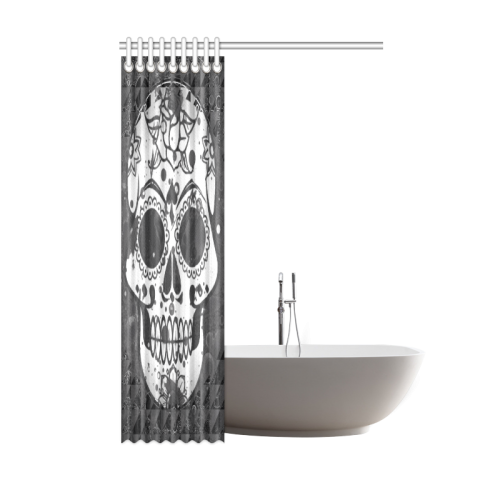 black and white Skull Shower Curtain 48"x72"