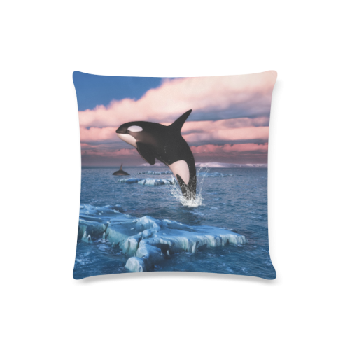 Killer Whales In The Arctic Ocean Custom Zippered Pillow Case 16"x16"(Twin Sides)