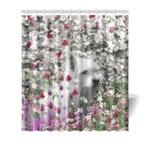 Violet in Flowers West Highland White Terrier Dog Shower Curtain 66"x72"