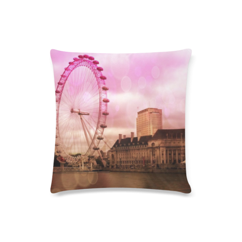 Travel-London, pink Custom Zippered Pillow Case 16"x16"(Twin Sides)