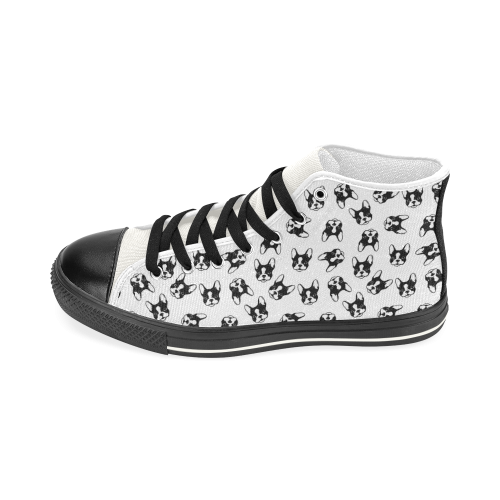 French Bulldog Women's Classic High Top Canvas Shoes (Model 017)