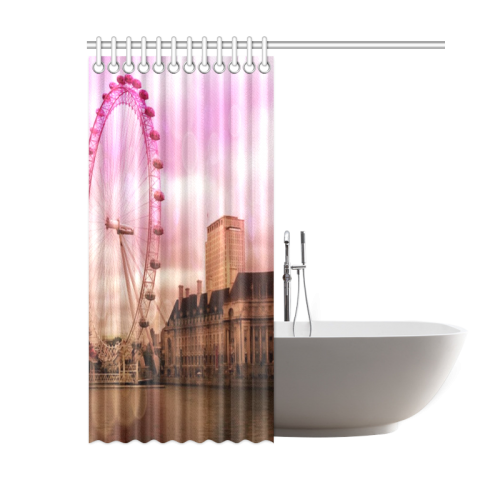Travel-London, pink Shower Curtain 60"x72"