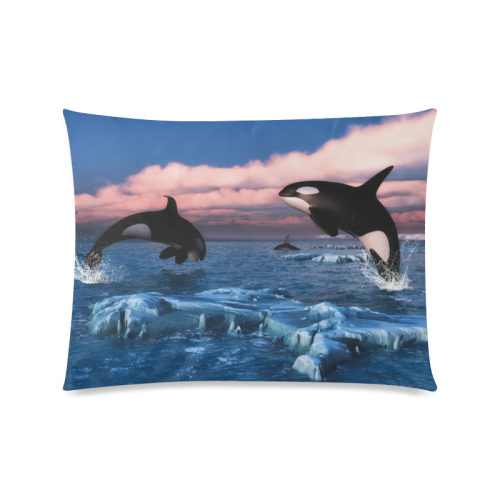 Killer Whales In The Arctic Ocean Custom Picture Pillow Case 20"x26" (one side)