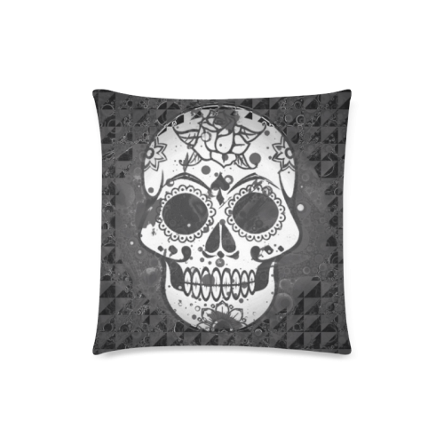 black and white Skull Custom Zippered Pillow Case 18"x18" (one side)