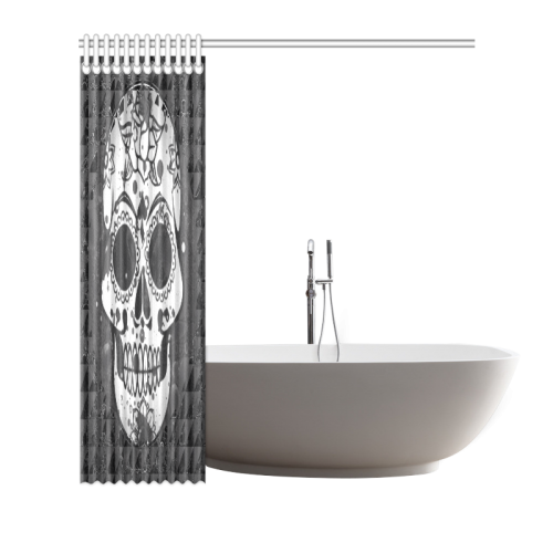 black and white Skull Shower Curtain 66"x72"