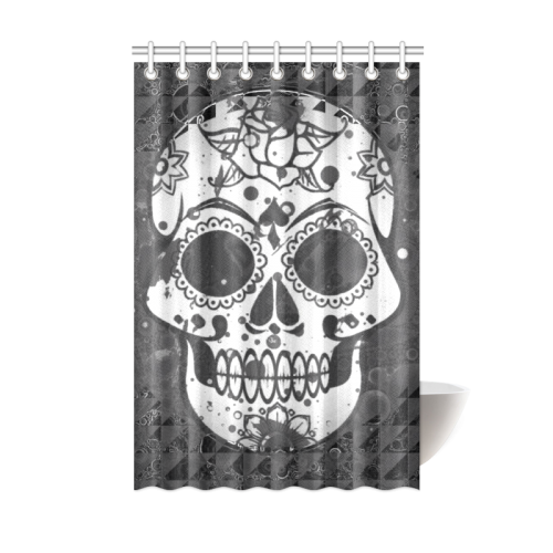 black and white Skull Shower Curtain 48"x72"
