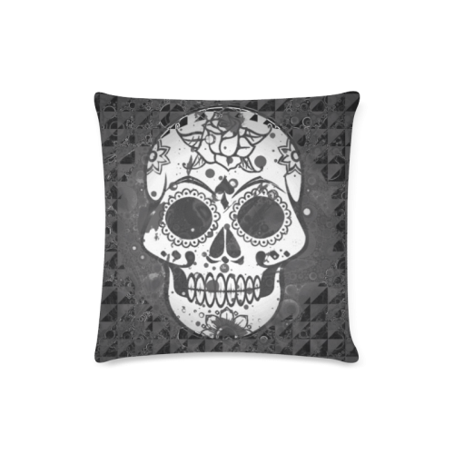 black and white Skull Custom Zippered Pillow Case 16"x16" (one side)