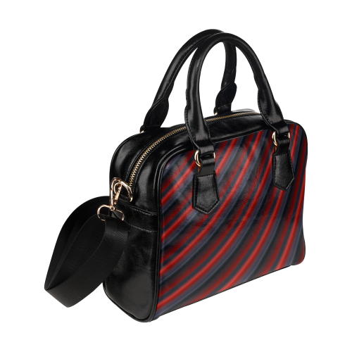 Glossy Red Gradient Stripes Shoulder Handbag (Model 1634)