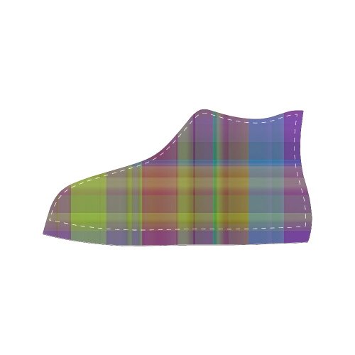 modern plaid, cool colors Women's Classic High Top Canvas Shoes (Model 017)