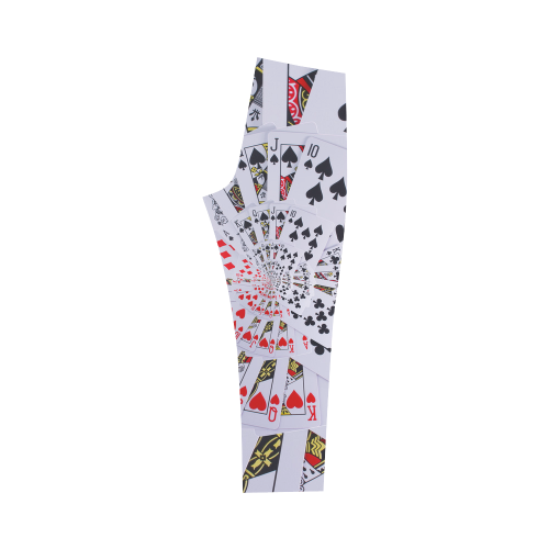 Royal Flush Poker Cards Spiral Droste Capri Legging (Model L02)